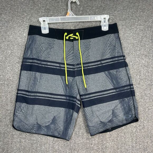 Oakley Other - Oakley Board‎ Shorts Mens 34 Gray striped geometric Stretch Swim racetrack 20